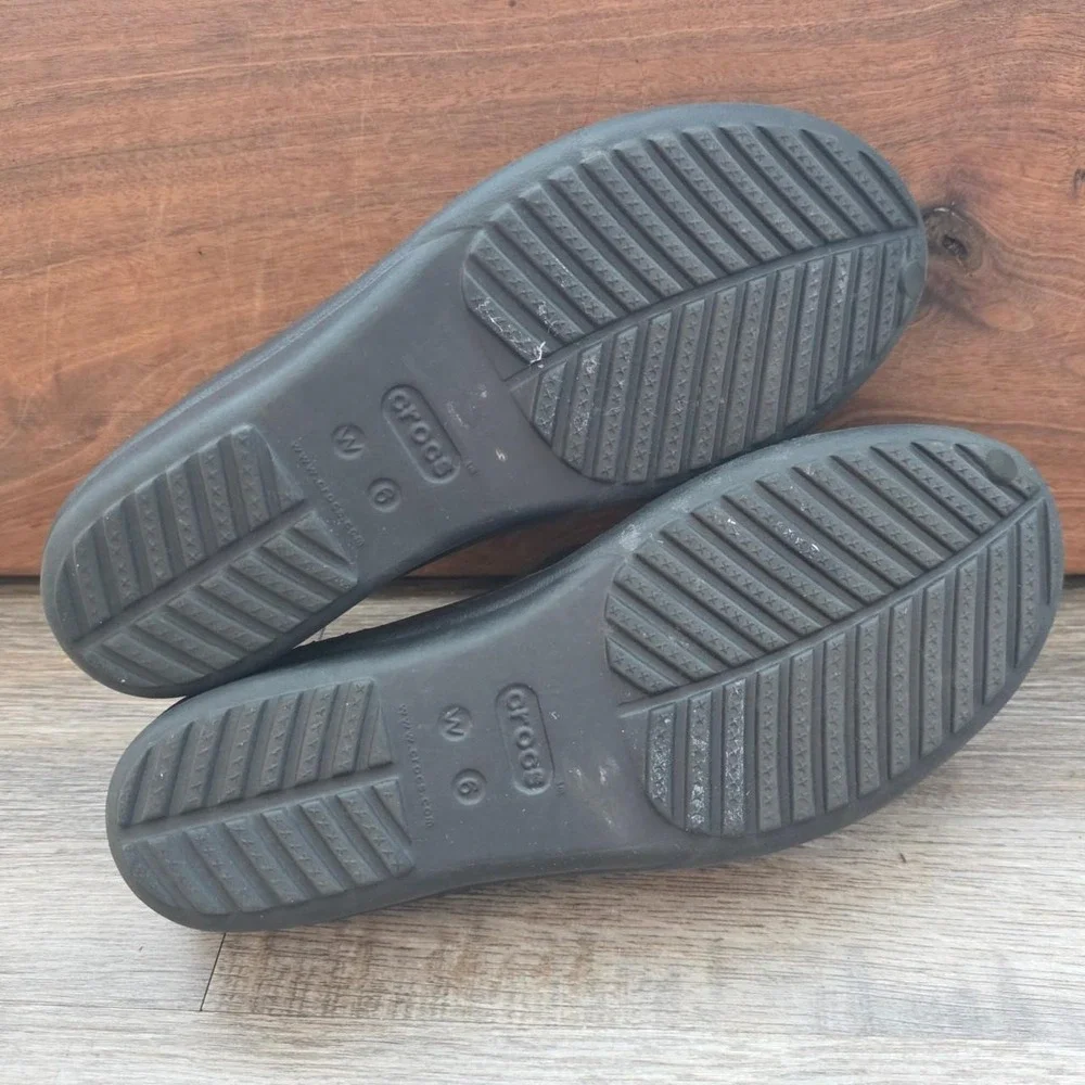Crocs Sanrah Strappy Wedge Sandals Black Slide 204010 Womens Size 6
